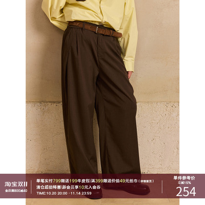 LR MADE 25AW 优雅复古细条纹 层次感打褶 休闲微宽松直筒长西裤