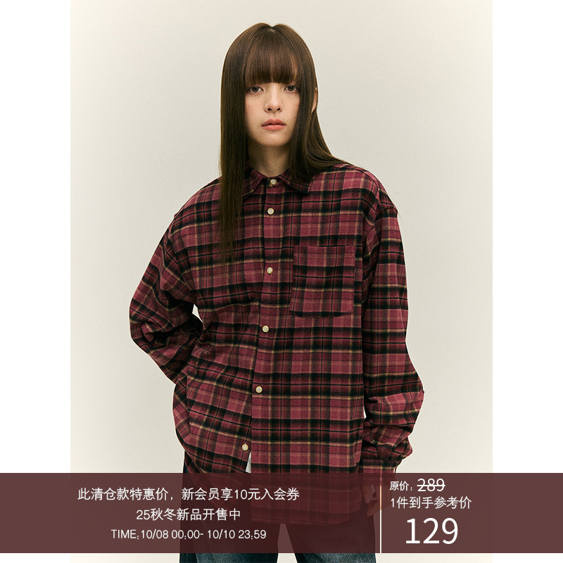 LR MADE 24AW 重磅磨毛法兰绒 复古格纹  简约格子方领长袖衬衫