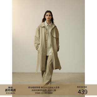 飘逸慵懒绑带长款 LR MADE 立翻领 弧形活片 大衣外套风衣 24AW