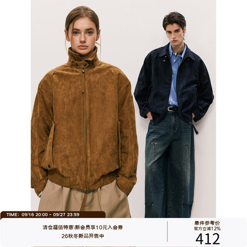 LR MADE 26AW 柔软翻毛麂皮绒 领口拆卸袢扣 半插肩复古外套夹克