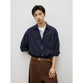 撞色立领门襟 深V翻领 假两件层次感 休闲长袖 衬衫 MADE