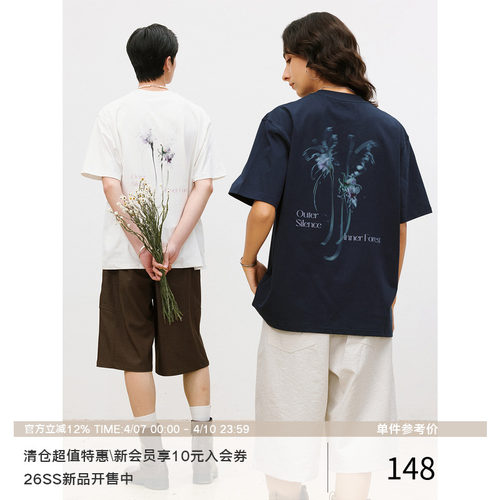 LR MADE 26SS 凉感Sorona® 幻影蝶形花卉背图案 圆领短袖印花T恤