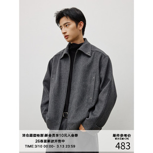 LR MADE 25AW 可调节袢扣 重磅复合羊毛 复古铆钉毛呢外套夹克