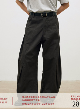LR MADE 26SS 前幅破缝双立褶 立体造型 碳洗磨毛纯棉休闲长裤