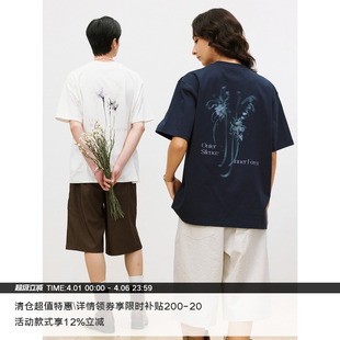 圆领短袖 印花T恤 幻影蝶形花卉背图案 凉感Sorona® MADE 26SS