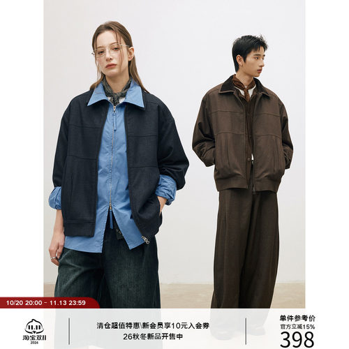 LR MADE 26SS 内里格纹 灯芯绒拼接领口 花纱肌理压线夹克外套