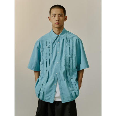 LRMADE24SS立体编织带短袖衬衫