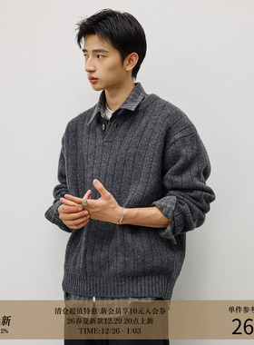 LR MADE 25AW 经典亨利领 重磅羊驼毛感 慵懒保暖套头毛衣针织衫