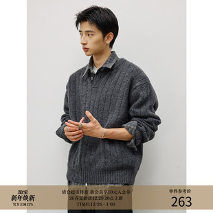 经典 25AW 亨利领 重磅羊驼毛感 慵懒保暖套头毛衣针织衫 MADE