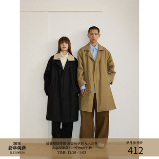 复古廓形中长款 LR MADE 弧形压线 可拆撞色双层领 通勤风衣 24AW