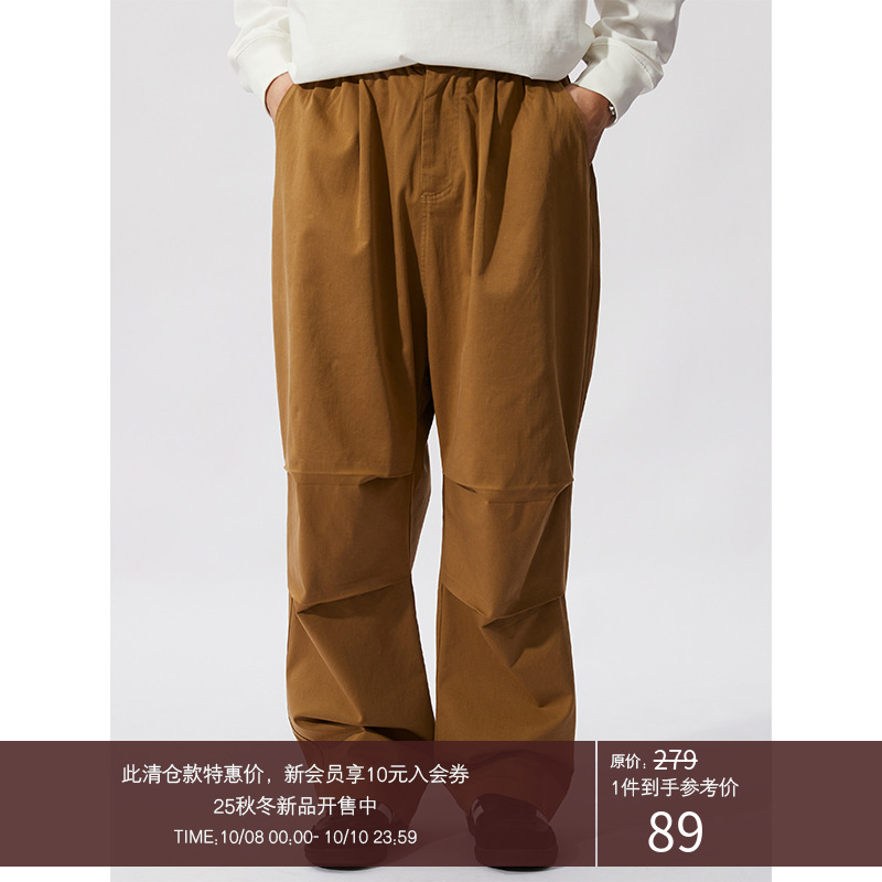 LRMADE23SS膝部褶裥工装长裤
