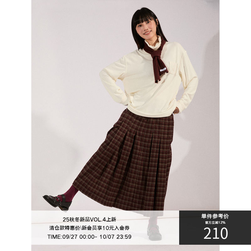 LR MADE 24AW 限定女装 复古苏格兰格纹 重磅法兰绒 百褶A字长裙