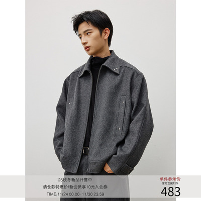 LR MADE 25AW 可调节袢扣 重磅复合羊毛 复古铆钉毛呢外套夹克