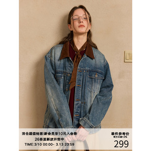 LR MADE 25AW 撞色麂皮领 多重水洗做旧 复古双袋牛仔外套夹克