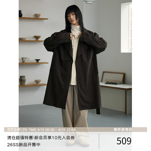 LRMADE23AW压线飘带长款大衣