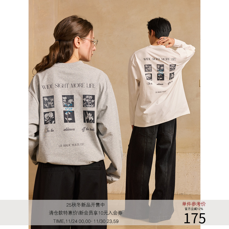 LR MADE 25AW 舒适Sorona® 渐变花卉数码印花 休闲复古长袖T恤