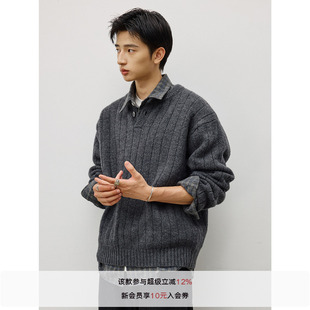 LR MADE 经典亨利领 重磅羊驼毛感 慵懒保暖套头毛衣针织衫