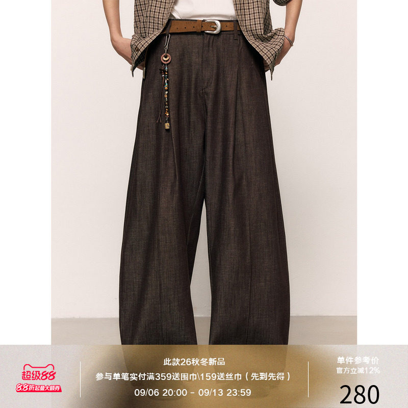 LR MADE 26AW 复古花纱感 后脚口调节袢扣 棉混纺弯刀休闲长裤图片