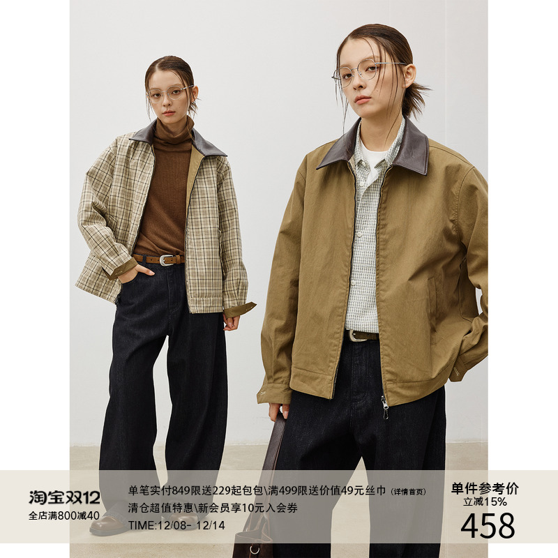 LR MADE 25AW一衣两穿 纯色/格纹 可选夹棉 撞色皮领复古外套夹克