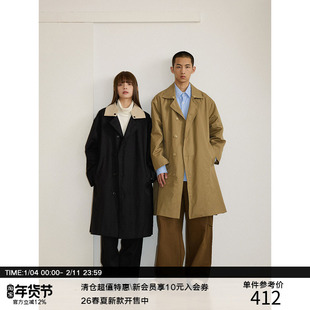 LR MADE 24AW 可拆撞色双层领 弧形压线 复古廓形中长款通勤风衣