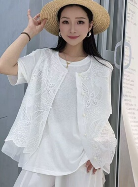 妃儿红6061夏季新款欧货减龄叠穿短袖T恤加大码女装胖妹妹两件套