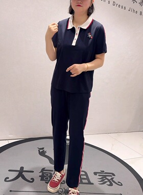 芮娜依莲1035夏季新款欧货套装加大码女装胖妹妹宽松显瘦两件套装