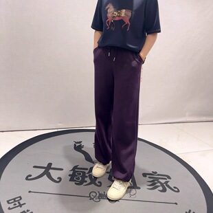 新款 胖妹妹百搭直筒裤 欧货紫色卫裤 女装 女 加大码 女权贵族1638春季