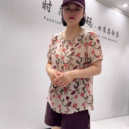 芮娜依莲夏季新款大码欧货短袖衫