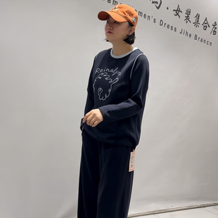 芮娜依莲5086秋冬新款欧货圆领卫衣加大码女装胖妹妹显瘦气质上衣