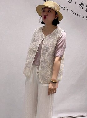 芮娜依莲夏新款大码百搭国风马夹