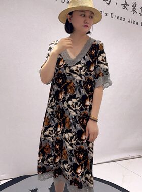 芮娜依莲夏季新款大码家居服睡裙