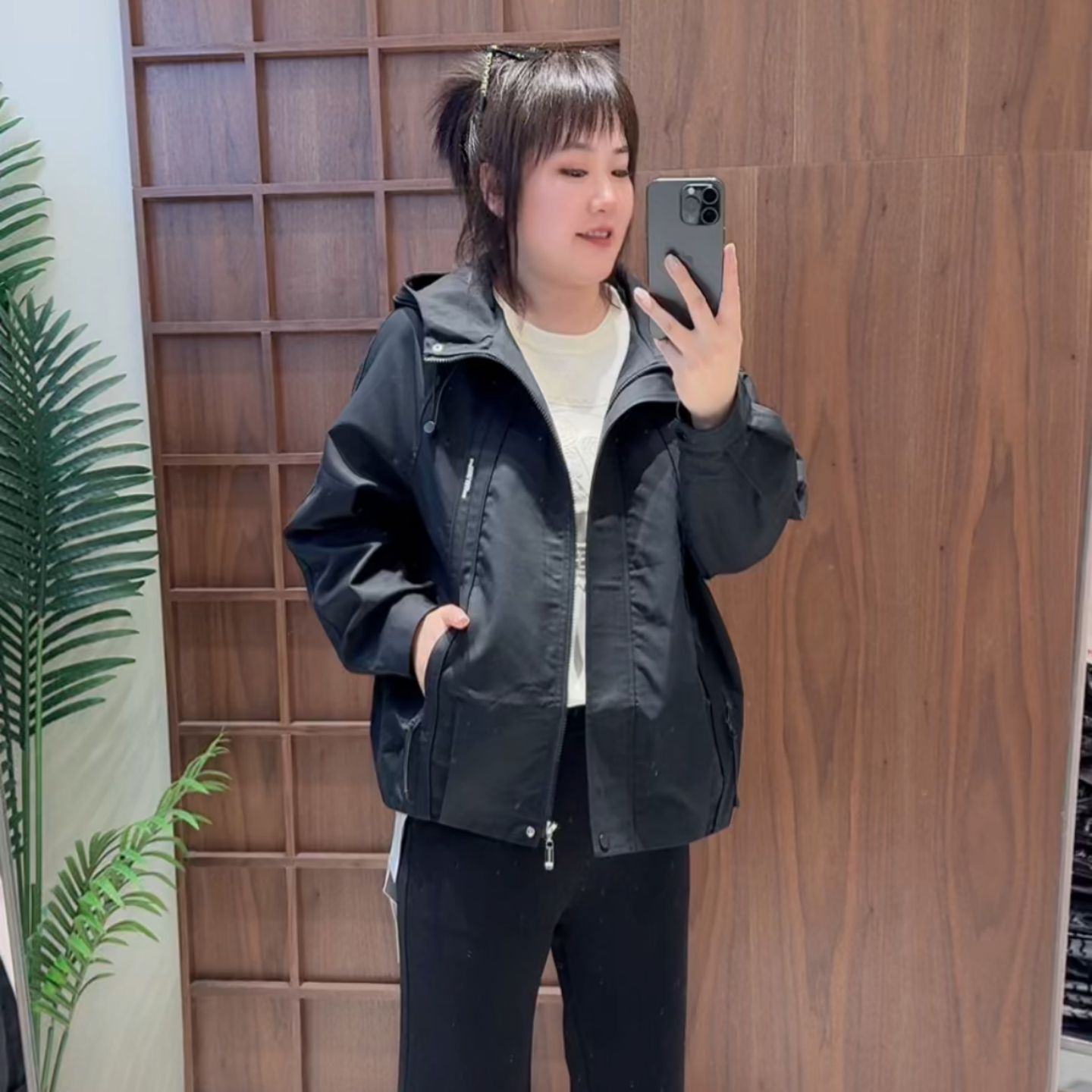 妃儿红秋季新款大码连帽外套开衫