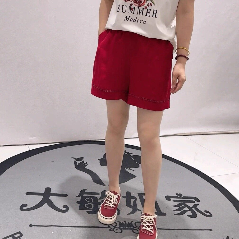 芮娜依莲1013夏季新款欧货棉麻短裤加大码女装胖妹妹宽松显瘦女裤