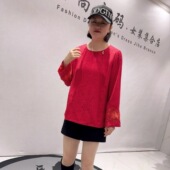 欧货国风衫 加大码 女装 芮娜依莲9107年货春款 胖妹妹显瘦气质衫 上衣