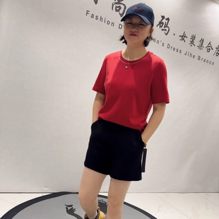 胖妹妹减龄显瘦打底衫 2158针丝缘子汇年货新款 加大女装 衫 圆领短袖