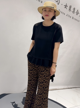 芮娜依莲5021夏季新款欧货短袖衫加大码女装胖妹妹宽松显瘦气质衫