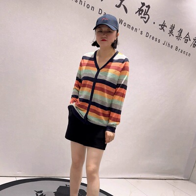 芮娜依莲年货春款大码V领开衫女