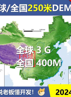 2024年最新全球全国中国DEM数字高程栅格数据集250米