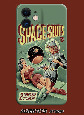AlienTits宇宙大蜜space slut超现实外星人80s画报小众复古欧美防摔适用苹果安卓手机壳