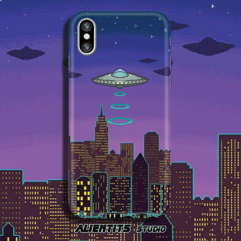 AlenTits 8bit二次元飞船降临赛博蒸汽波 iPhone/安卓定制手机壳