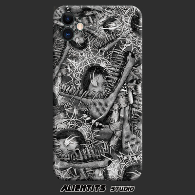 复古风防摔涂鸦艺术苹果暗黑手绘