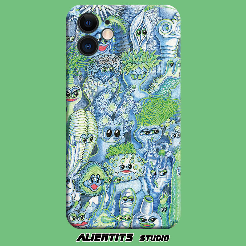 AlienTits可爱趣味外星人插画手绘艺术防摔适用于苹果安卓手机壳