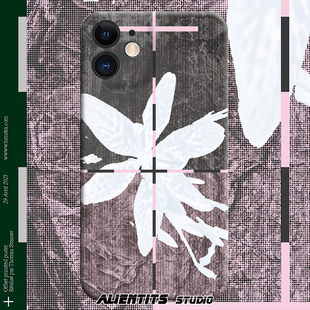 AlienTits花朵剪影拼贴极简设计复古做旧酷个性野生原创百搭小众防摔适用苹果华为小米安卓定制手机壳
