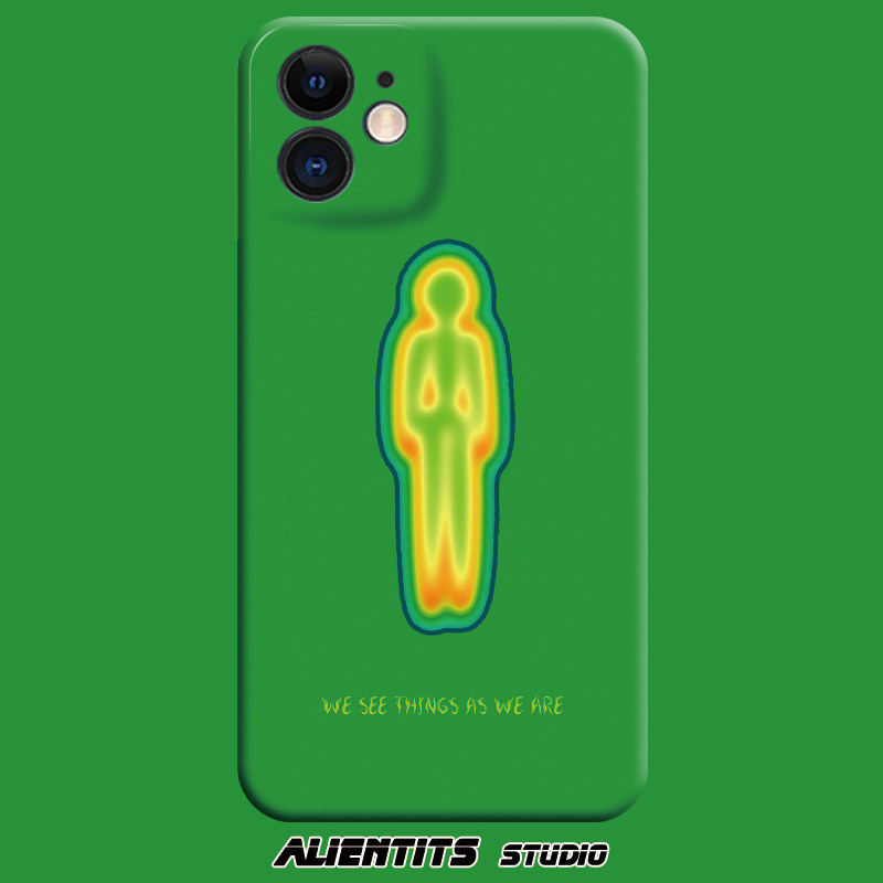 AlienTits灵魂拷问迷幻小众绿趣味艺术防摔适用于苹果安卓手机壳