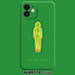 AlienTits灵魂拷问迷幻小众绿趣味艺术防摔适用于苹果安卓手机壳