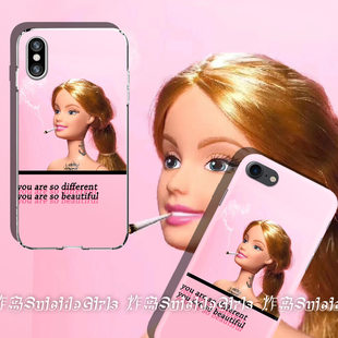 [AlienTits原创]黑童话粉色系纹身芭比软妹适用于苹果iPhone/安卓定制手机壳