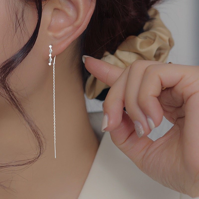925银针女潮高级感链菱形耳线女气质甜美几何光面耳环流苏耳坠女,饰品/流行首饰/时尚饰品新,耳环,淘宝优惠券,粉丝福利购,淘宝优惠卷