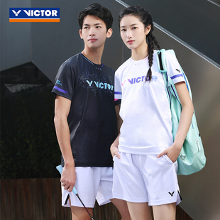 40037速干透气 威克多VICTOR胜利羽毛球服男女运动休闲T恤短袖