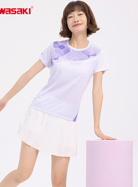 川崎羽毛球服女运动圆领速干短袖T恤K1C02-B2922 A2948新透气上衣