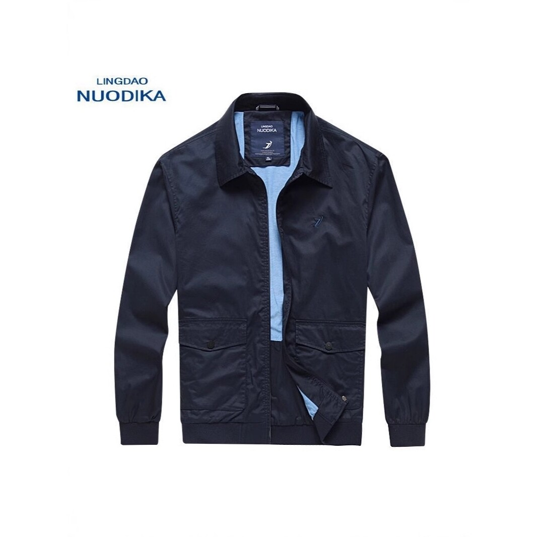 领道诺帝卡春秋季款加大码翻领夹克男商务休闲外套肥佬宽松行政风